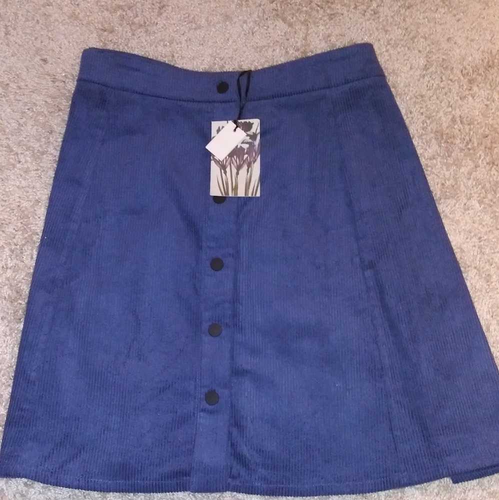 ❤Plus size Navy Blue Corduroy Skater Skirt ❤